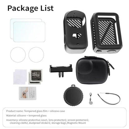Accessories Kit for DJI Osmo Nano, Silicone Protective Case, Mini Storage Case, Magnetic Mount, HD Screen Protector, Lens Caps, Lanyards