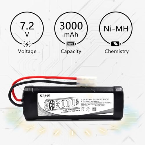(2-Pack) 7.2V 3000mAh Ni-MH Battery with Tamiya Plug for RC Models - color: 7.2V 3000mAh Tamiya Plug