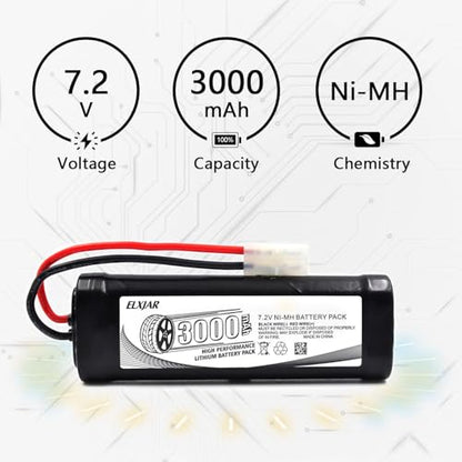 (2-Pack) 7.2V 3000mAh Ni-MH Battery with Tamiya Plug for RC Models - color: 7.2V 3000mAh Tamiya Plug