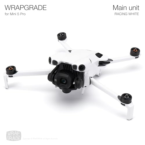 WRAPGRADE Skin Stickers Compatible with DJI Mini 5 Pro (Racing White) - color: Racing White