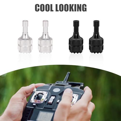 4pcs Drone Control Sticks, Detachable Drone Joysticks Controller Stick Thumb Replacement Accessories Compatible with DJI Mini 3 Pro Drone DJI RC Rocker (Black, Silver) - color: Black, Silver