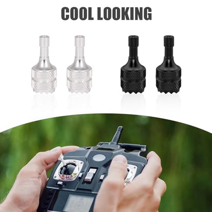 4pcs Drone Control Sticks, Detachable Drone Joysticks Controller Stick Thumb Replacement Accessories Compatible with DJI Mini 3 Pro Drone DJI RC Rocker (Black, Silver) - color: Black, Silver