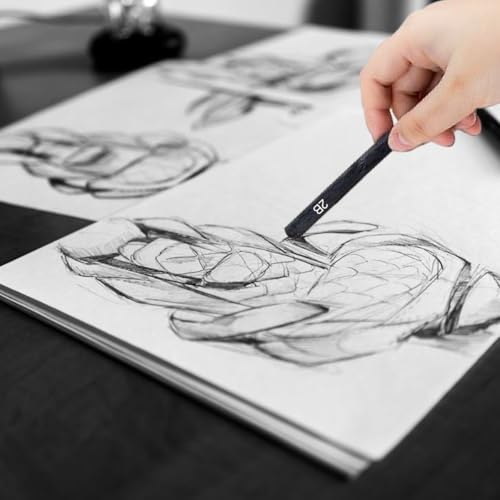 Graphite Sticks Square 6 Pieces, Kneaded Rubber Erasers Large Size 2 Pack, Black Compressed Graphite Charcoal Prencils Set for Drawing, Sketching, Shading, Blending, Beginners and Artists