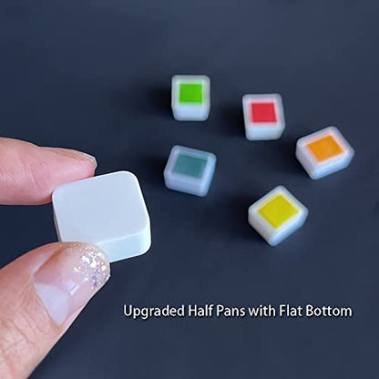 FCLUB Empty Watercolor Half Pans, White, 1.8ML - color: White, size: 0.8" x 0.8" x 0.4"