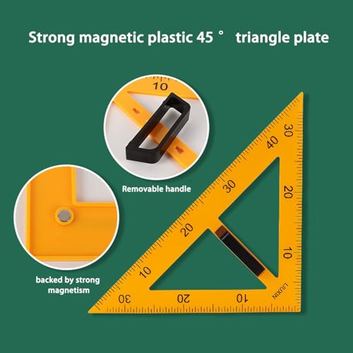 Magnetic Geometry Tool, Protractor, Triangle Rulers Easy Attachment Blackboard Measurement Kit, Teacher Board Protractor Multi-Purpose Kit Large Teaching Aids (Four-Piece Set) - style: Four-piece set