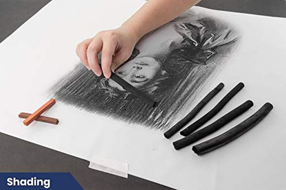 Pacific Arc 2 Pack Large Vine Charcoal Stick 5/Pkg, Soft, Black, Thick Willow Charcoal for Sketching and Drawing - style: Large | 2 Pack | 5 Sticks