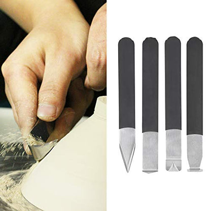 Pottery Trimming Tools Set, 4-Piece Stainless Steel Carving Clay Sculpture