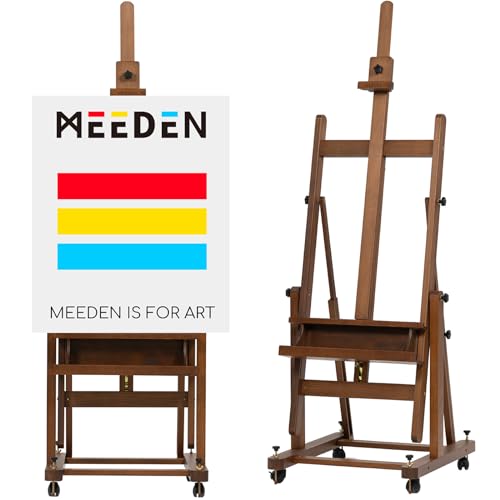 MEEDEN Enlarged H-Frame Art Easel: Solid Beech Wood Artist Heavy Duty Easel - color: Walnut, size: X-Large