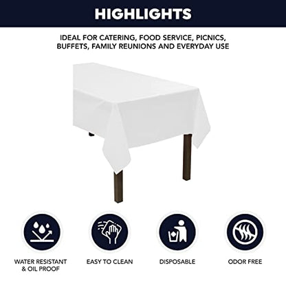 Party Essentials Plastic Banquet Table Roll Available in 27 Colors, 40" x 100', White - color: White, size: 1200" x 40" (Rectangular)