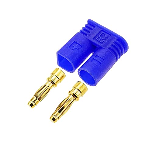 10Sets EC2 Battery Connector RC Adapter Gold-Plated 2.0MM 2MM Banana Plug Bullet Connector for RC Lipo Battery - size: EC2