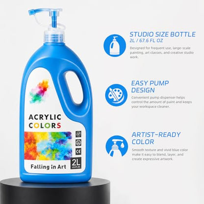 Falling in Art Large Bulk 67.6 Oz Acrylic Paint Set, Non-Toxic, 6-Color - color: 6 Color Set