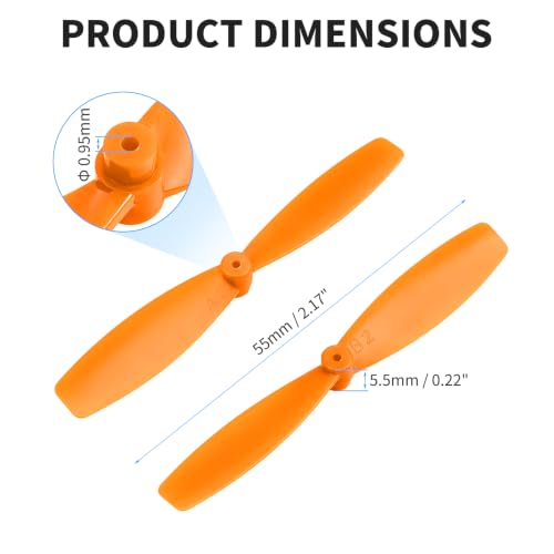 4 Pair Mini Propellers, 55mm 2-Vane, CW & CCW, Black & Orange - color: 4 Pair (Black & Orange)