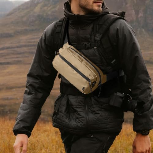tomtoc 3.5L Sling Bag with RFID Blocking Crossbody Chest Pack for Men Women - color: Khaki, size: 3.5L