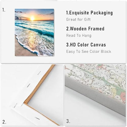 VIGEGU Beach Landscape Paint by Numbers Kit for Adults with Framed - color: Paint by Numbers-0729-08