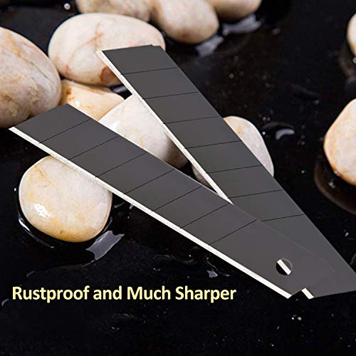 18mm Snap-off Blades, 50-Pack, Quality Black Carbon Steel Made, Sharp and Durable, Heavy-duty Replacement Blade for 18mm Box Cutter and Utility Knife