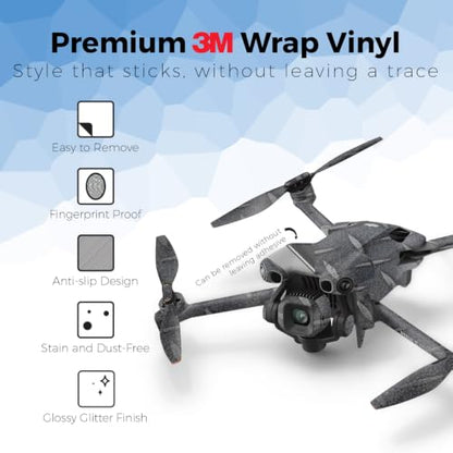 Glossy Glitter Drone Skin Compatible with DJI Mini 5 Pro - Black Diamond Plate - Premium 3M Vinyl Protective Wrap Decal Cover - Easy to Apply | Crafted in the USA by MightySkins - color: Black Diamond Plate, style: Glossy Glitter Finish