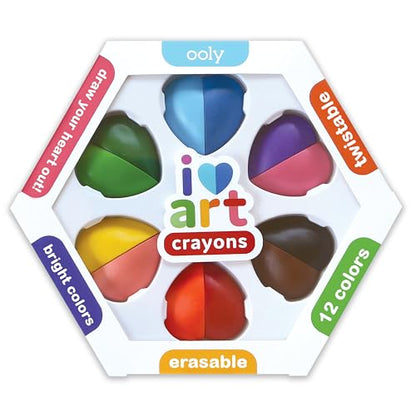 Ooly I Heart Art Erasable Twistable Crayons, Set of 12 - style: Heart Crayons