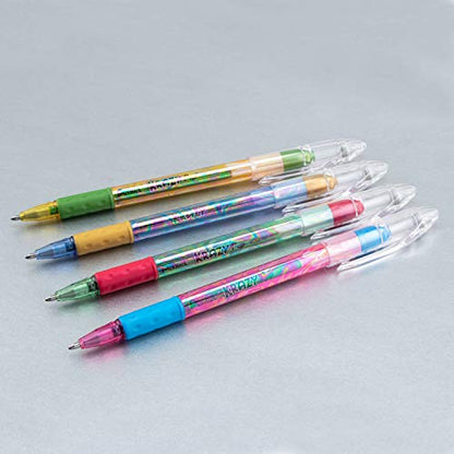 Pentel Arts Krazy Pop Iridescent Gel Pen, (1.0mm) Bold Line, Assorted Ink, Pack of 4 (K91PABP4M3)