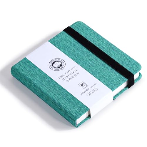 Lightwish Square Watercolor Journal,100% Cotton 24 Sheets Cold Press - color: Deep Green