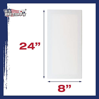 U.S. Art Supply 8"x24" Stretched Canvas for Painting, 3/4" Profile, 6-Pack - size: 8" x 24"