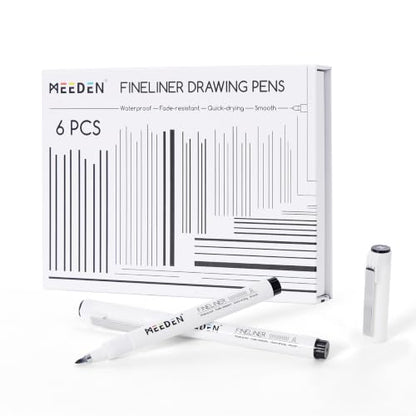 MEEDEN Micro Fineliner Drawing Pens: 0.5-2mm M Nib, 6 Pack, Black Ink - style: M Elastic Nib