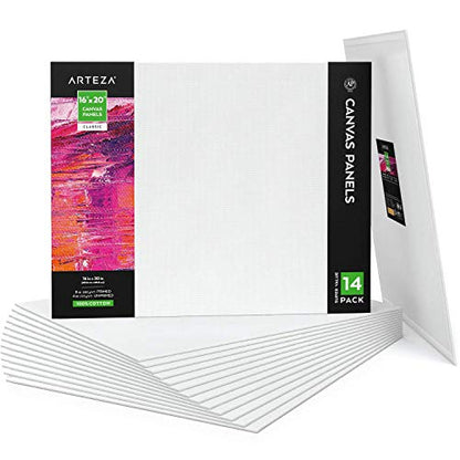 ARTEZA Canvas Panels, 16 x 20 in, Pack of 14, Cotton Surface, Pre-Primed - size: 16"x20"