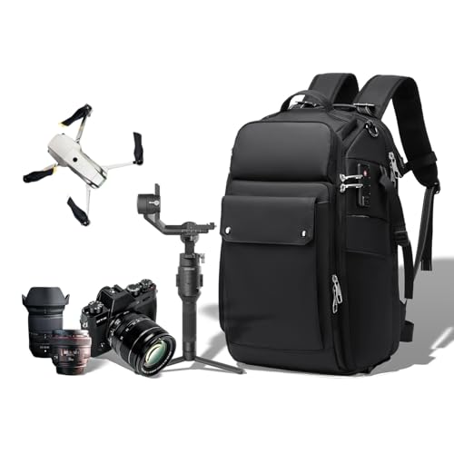 Camera Backpack Large, Waterproof Camera Bag for Mirrorless and DSLR with TSA Lock,Quick Access,17-Inch Laptop Compartment, Adjustable Straps - Fits Camera Stabilizer,Drone, Black