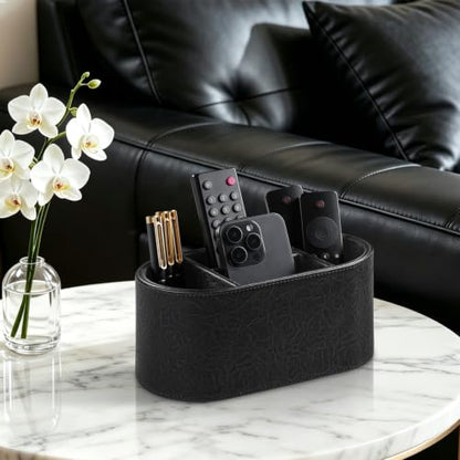 Oval Remote Control Holder, Nightstand Organizer Desk Caddy (Black) - color: Black