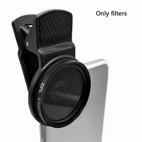 37mm CPL Phone Camera Lens, Universal Polarizer Clip-On Cellphone CPL Filter Compatible with iPhoneSamsung/Android Smartphones