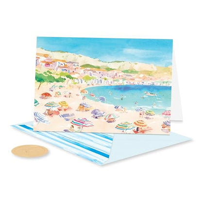 Papyrus 14-Count All-Occasion Blank Stationery Note Set, Watercolor Beach Scene - color: FSC STUDIO BL BEACH SCENE