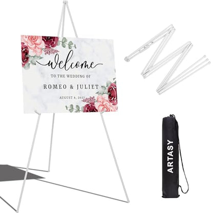 ARTASY 63" Easel Stand for Wedding Signs, White, 1 Pack with Carry Bag - color: White