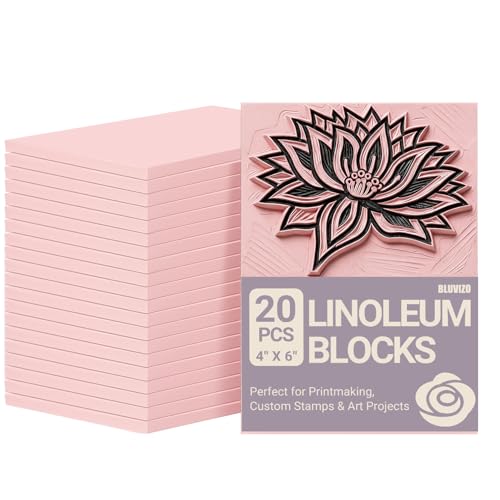 Rubber Linoleum Blocks for Printmaking: 20Pcs 4" x 6" Stamp Carving Kit - color: 20 PCS