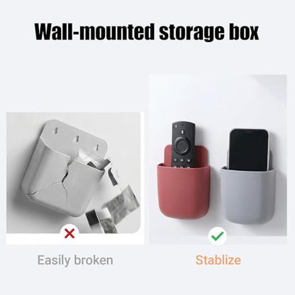 Remote Holder Wall Mount -TV Remote Control Holder Organizer, Multi-Purpose Organizer Box for sitting room, 2-Pack(Red + Gray) - color: Red and gray