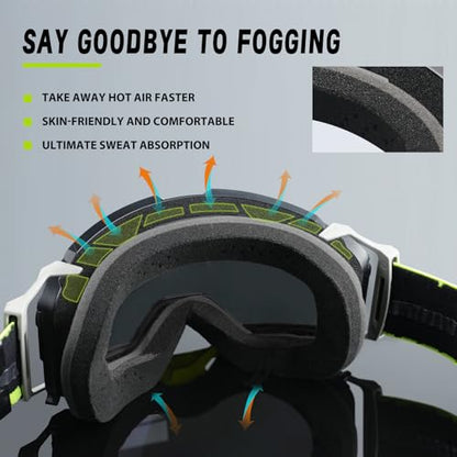 Motocross Goggles Anti-Fog Motorcycle Protective Eyewear for Men - color: Sliver