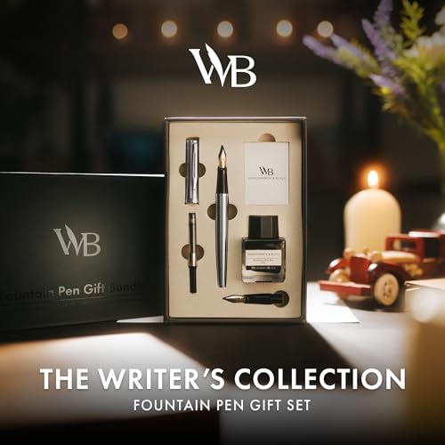 Wordsworth & Black Fountain Pen Gift Set, Medium & Extra Fine Nib, Silver - color: Silver Chrome