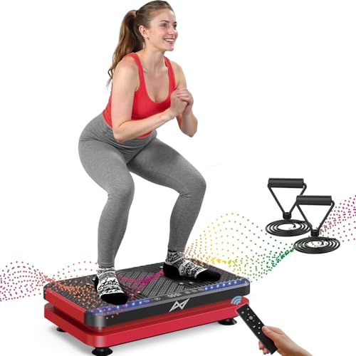 AXV Vibration Plate Fitness Platform Exercise Machine Vibrating Shaking Full Body Shaker Workout Vibrate Stand Shake Board Sport for Weight Loss Fat Burner for Gym Home Office - color: ARK.BLACKRED
