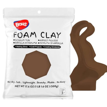 BOHS Foam Clay, Brown Air Dry Modeling Clay, 1.1 lb - color: Brown, size: 500 g