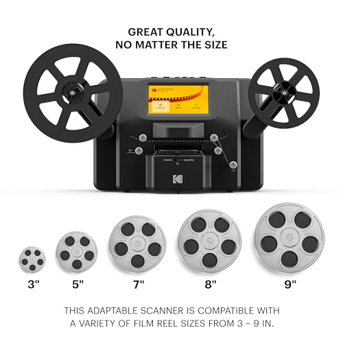 KODAK REELS 8mm & Super 8 Film Digitizer, 1080p MP4, 5" LCD, 8MP Scanner