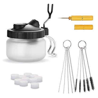 AGPTEK Airbrush Cleaning Kit - Glass Cleaning Pot, Filters, Scraper Needle, Tube Brushes