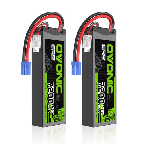 OVONIC 2S LiPo Battery 7200mAh 7.4V 130C RC Battery with EC5 Connector
