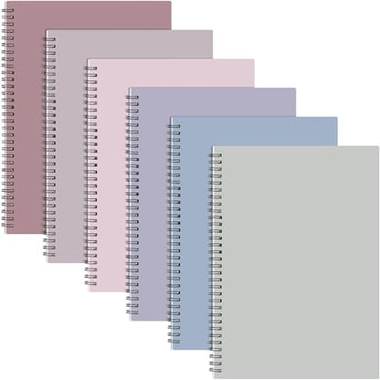 Fuutreo 6 Pack Spiral Notebook 10.5x7.45 Notebook,Elegant Color,Taro Color - color: Elegant Color