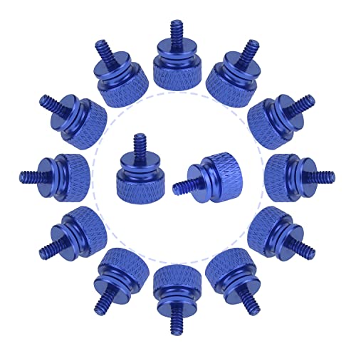 HELIFOUNER 10 Pieces 6-32 Thread, Blue Color Anodized Aluminum Computer Case Thumbscrews, Thumb Screws for Computer Case/Cover/Power Supply/Hard Drives - color: Blue (10 Pieces)