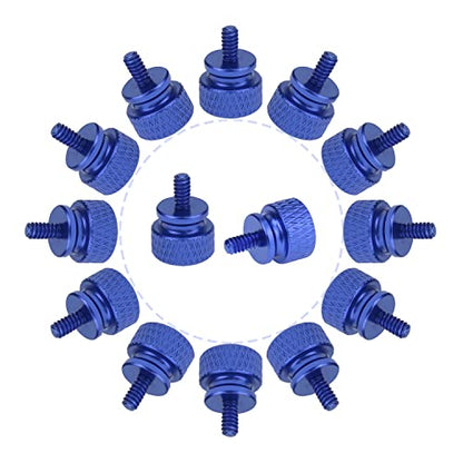 HELIFOUNER 10 Pieces 6-32 Thread, Blue Color Anodized Aluminum Computer Case Thumbscrews, Thumb Screws for Computer Case/Cover/Power Supply/Hard Drives - color: Blue (10 Pieces)