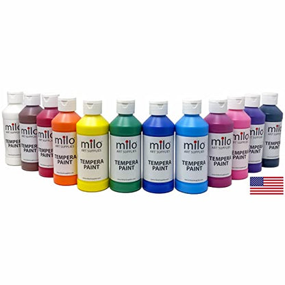 milo Kid's Washable Tempera Paint Set, 12 Primary Colors, 8 oz Bottles - style: Primary Tempera 12 x 8 oz Bottles