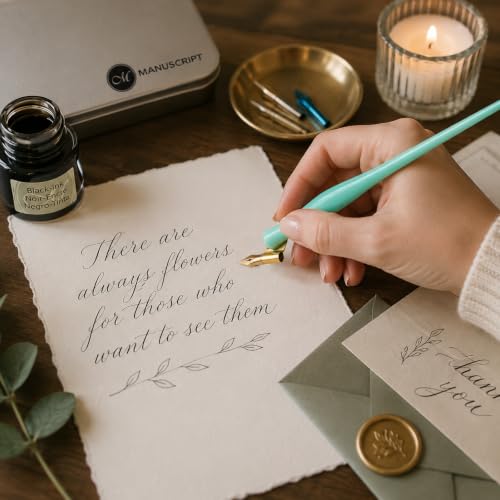 MANUSCRIPT Modern Calligraphy Oblique Set, Mint Holder, 3 Nibs - color: Multi Color