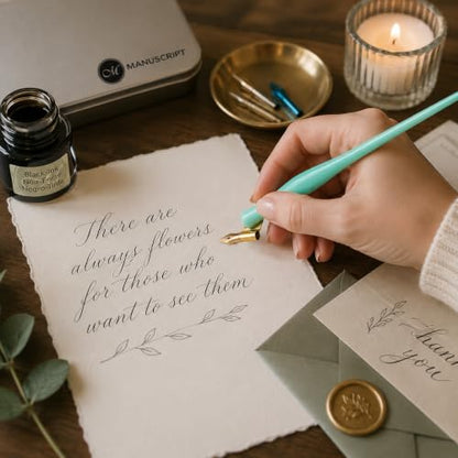MANUSCRIPT Modern Calligraphy Oblique Set, Mint Holder, 3 Nibs - color: Multi Color