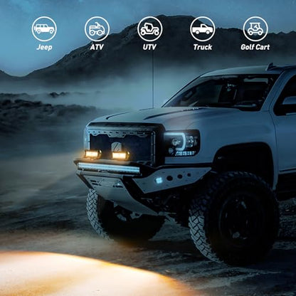 Nilight 6.5Inch Off-Road LED Light Bar White Amber 3 Lighting Modes - color: Amber&White 3 Modes