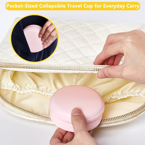 IYYI Collapsible Cup for Travel, Upgraded Foldable Cup with Lid - color: Sakura Pink