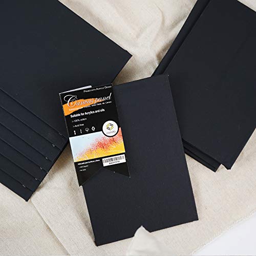 CONDA Black Canvases for Painting 11x14 inch, Pack of 14,100% Cotton Acid-Free, Canvas Panels, 8 oz Gesso-Primed, Art Boards for Oil & Acrylic Painting - size: 11"x14"