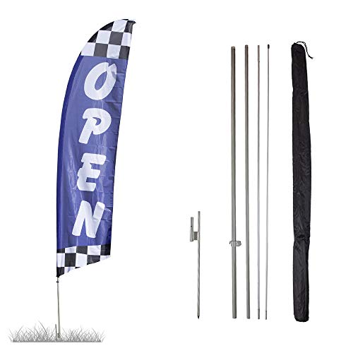 Vispronet - Open Feather Flag Kits - 13.5ft Flag Complete with Pole Set and Ground Stake (Blue) Businesses, Storefronts, Sales - Printed in The USA - color: Blue, size: Basic/Ground Stake